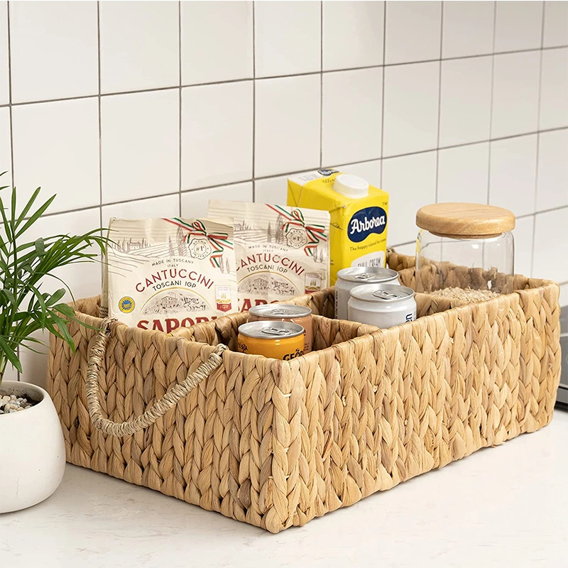 Wicker Woven Four-Section Storage Basket for Seasoning Spicy