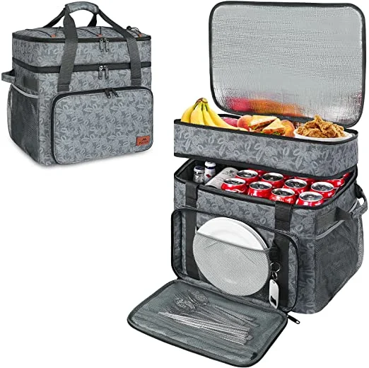 Cooler Bag, 60 Cans Large Insulated Lunch Cooler Bag Lightweight Lunch Box for Women Men, Foldable Double Layer Waterproof & Leakproof Beach Cooler with Beer