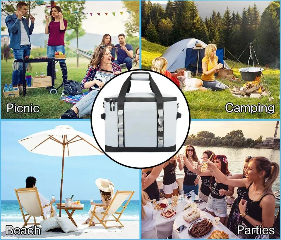 Custom Logo Camping Picnic Beach Insulated Lunch Box Leak Proof Waterproof Large Collapsible Free Cooler Bag