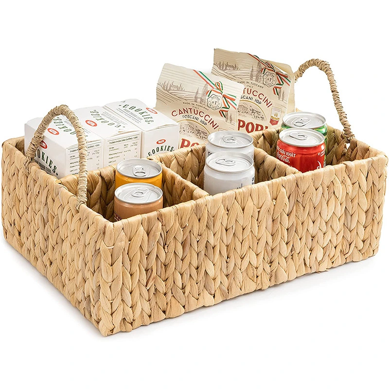 Wicker Woven Four-Section Storage Basket for Seasoning Spicy