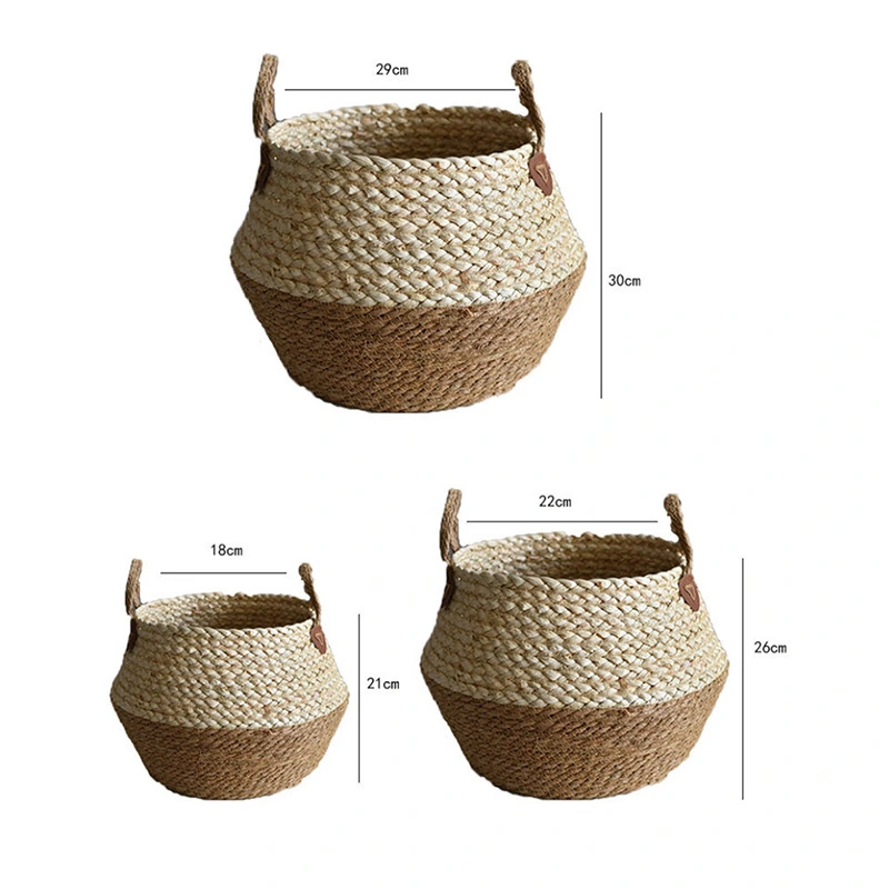 Natural Flower Pot Seagrass Wicker Basket Home Decor Garden Laundry Bamboo Seagrass Storage Baskets