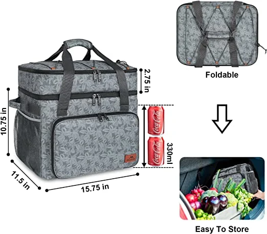 Cooler Bag, 60 Cans Large Insulated Lunch Cooler Bag Lightweight Lunch Box for Women Men, Foldable Double Layer Waterproof & Leakproof Beach Cooler with Beer